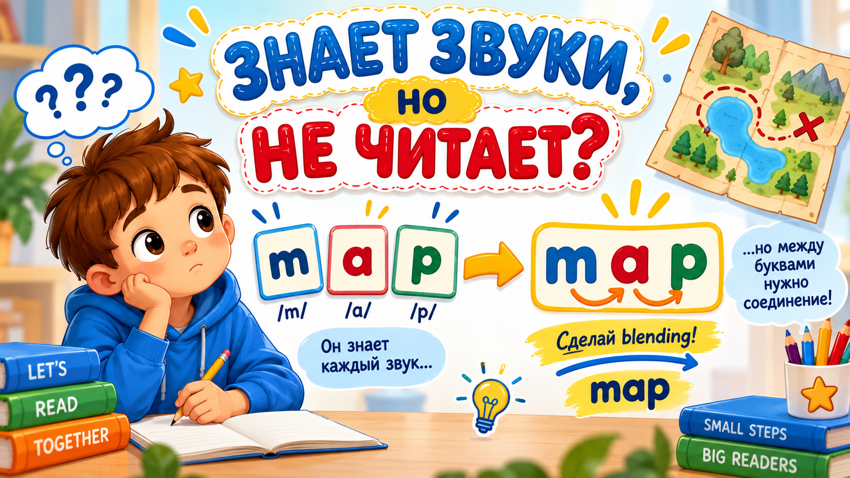 Ребёнок знает буквы и звуки, но не может читать по-английски. Что делать? cover