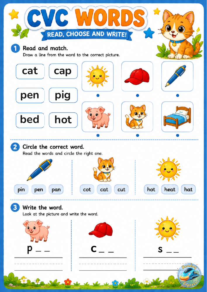 Preview of CVC Reading Worksheets